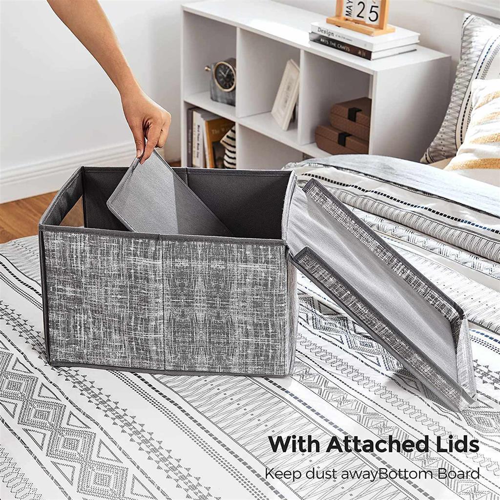 3x Fabric Storage Bins Set Gray FredCo