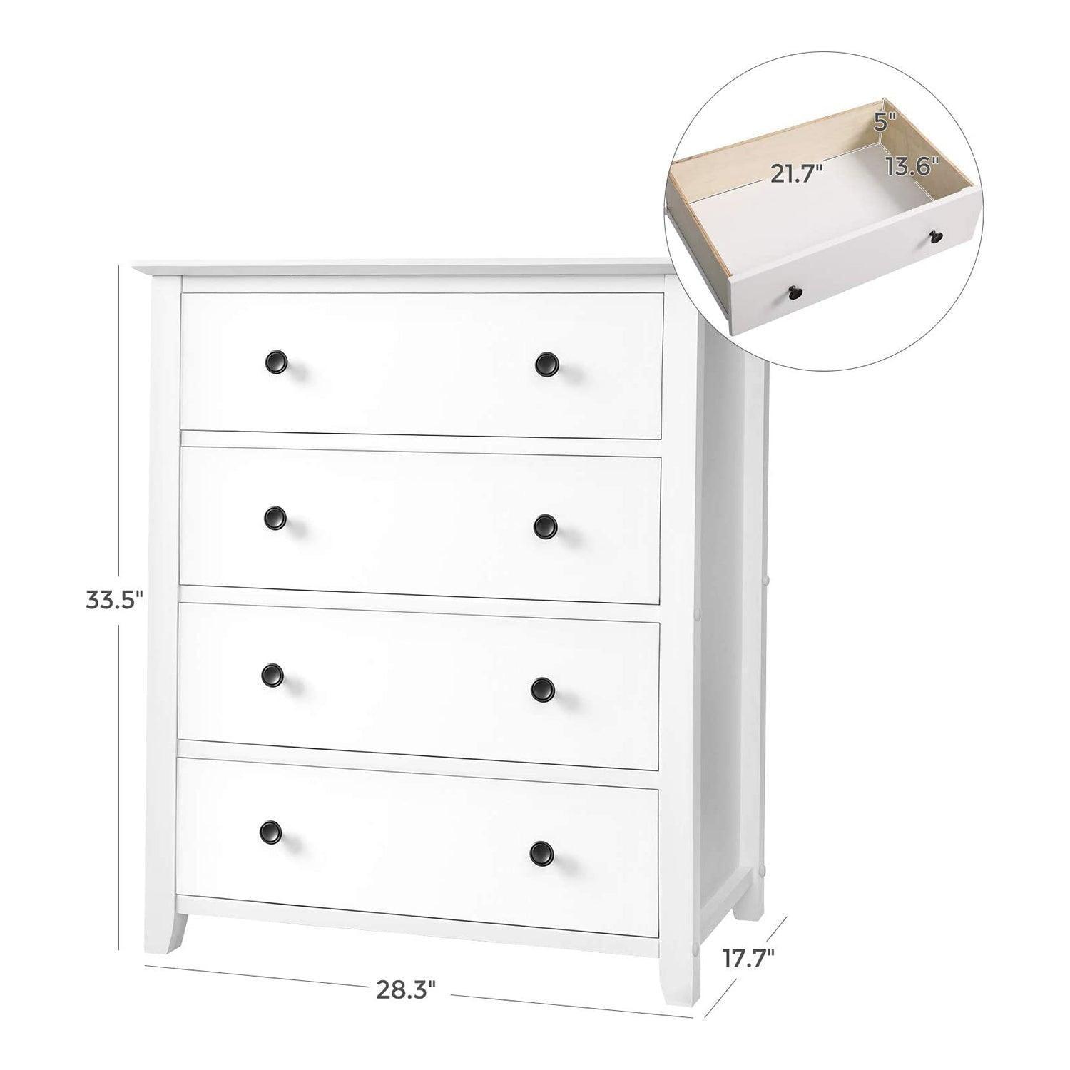 4-Drawer Dresser Chest of Drawers, White FredCo
