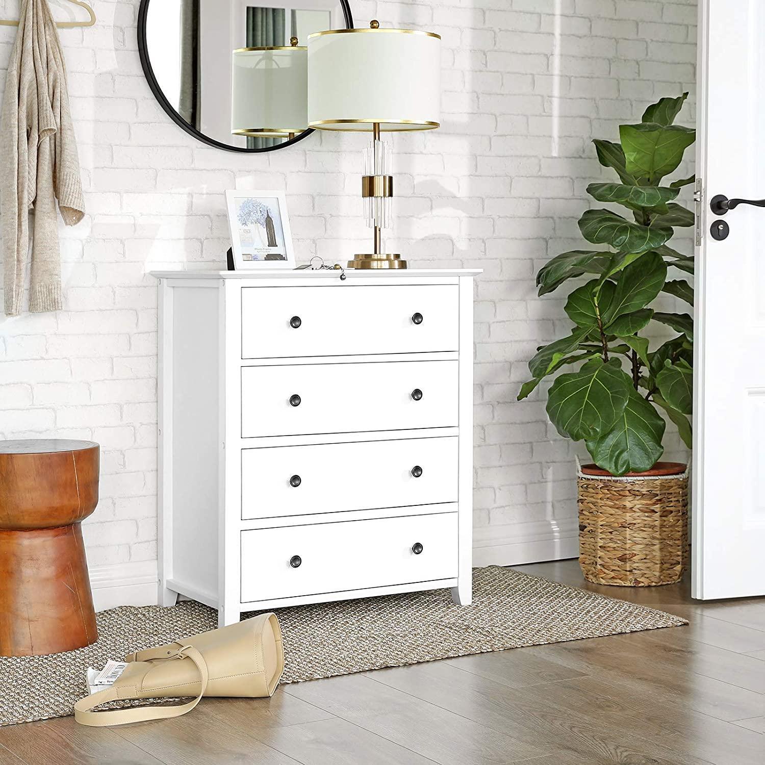 4-Drawer Dresser Chest of Drawers, White FredCo