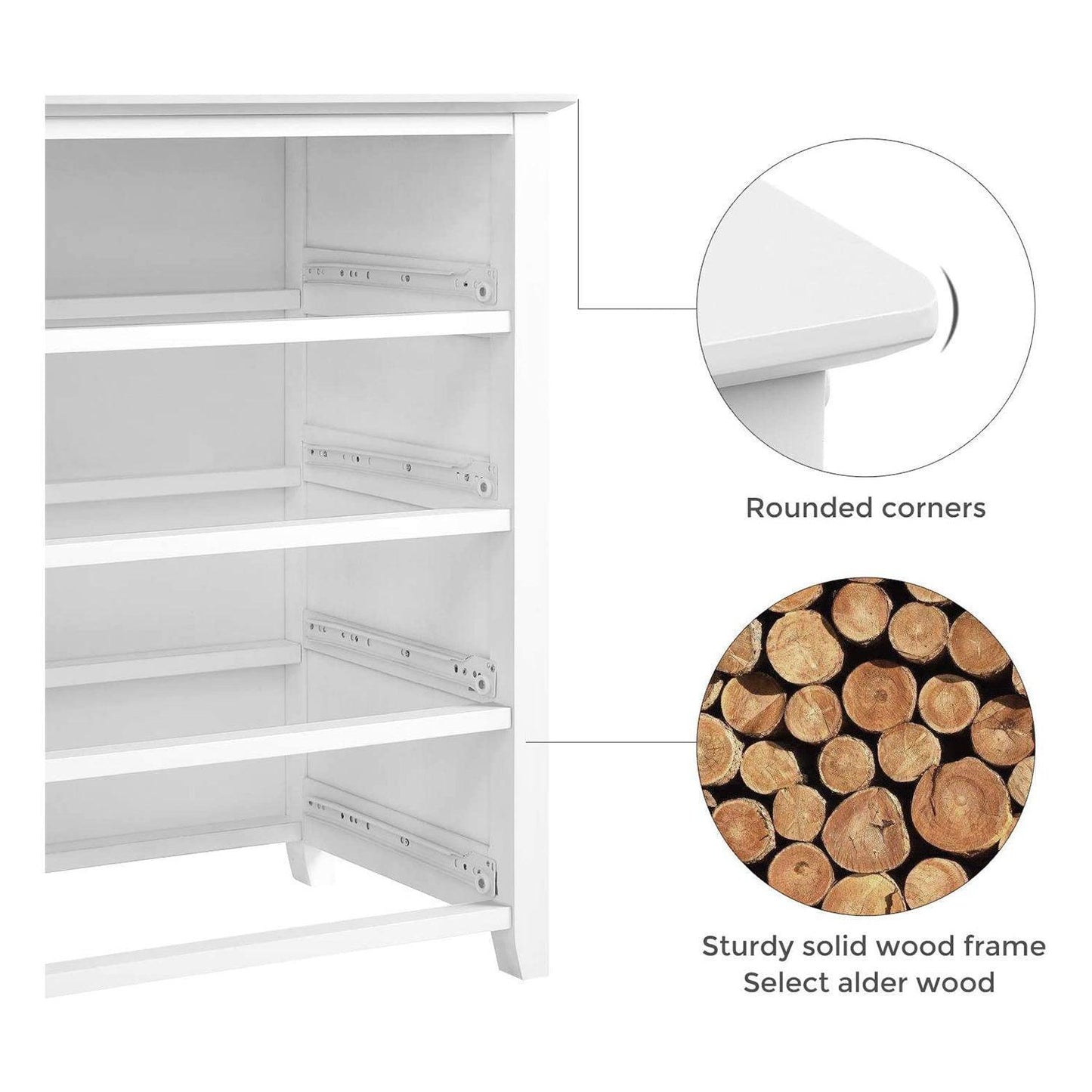 4-Drawer Dresser Chest of Drawers, White FredCo