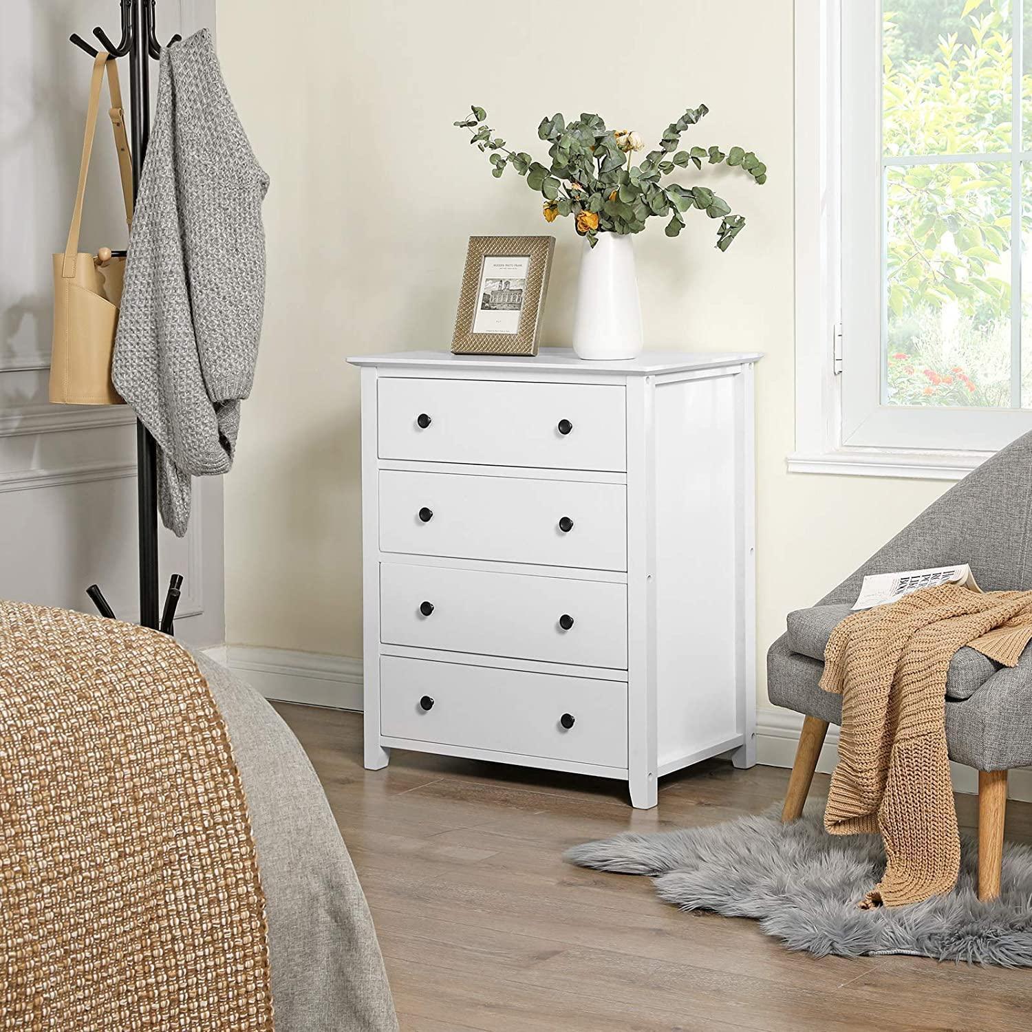 4-Drawer Dresser Chest of Drawers, White FredCo
