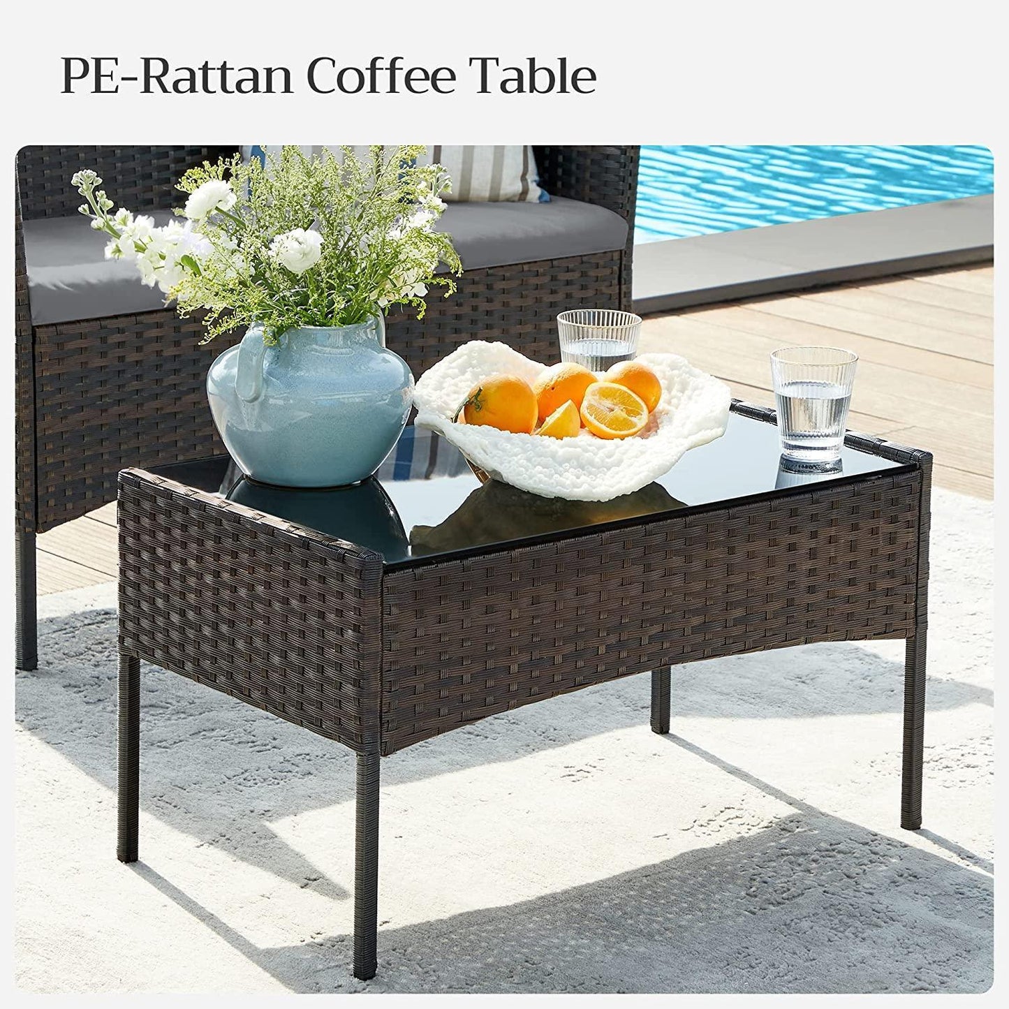 4-Piece Patio Furniture Set, Gray Rattan FredCo