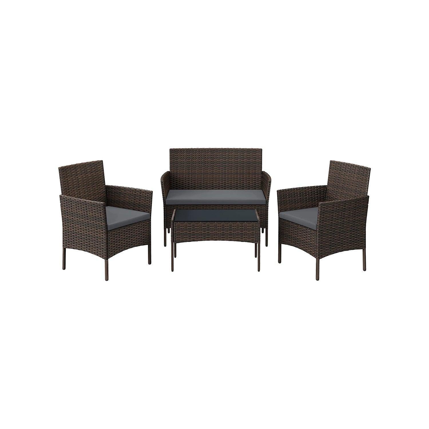 4-Piece Patio Furniture Set, Gray Rattan FredCo