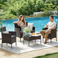 4-Piece Patio Furniture Set, Gray Rattan FredCo