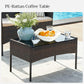 4 piece Patio Furniture Table Set, Brown Rattan FredCo