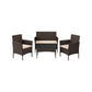 4 piece Patio Furniture Table Set, Brown Rattan FredCo