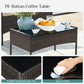 4 piece Patio Furniture Table Set, Brown Rattan FredCo