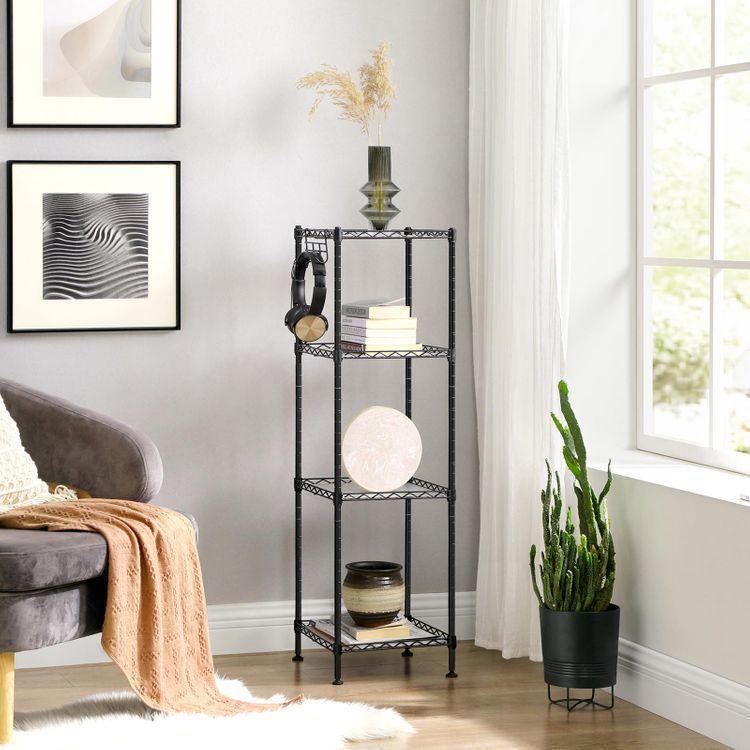 4-Tier Bathroom Shelf Black FredCo