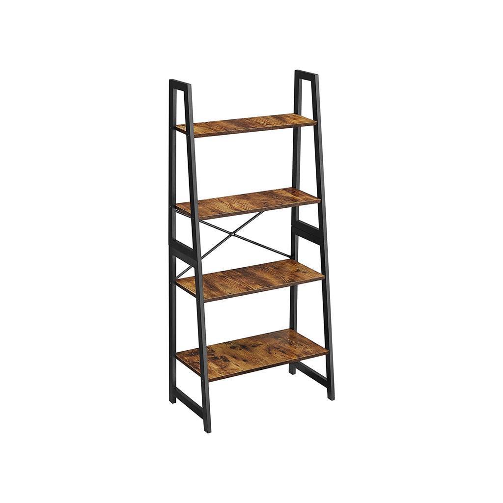 4-Tier Ladder Bookshelf Rustic Brown FredCo