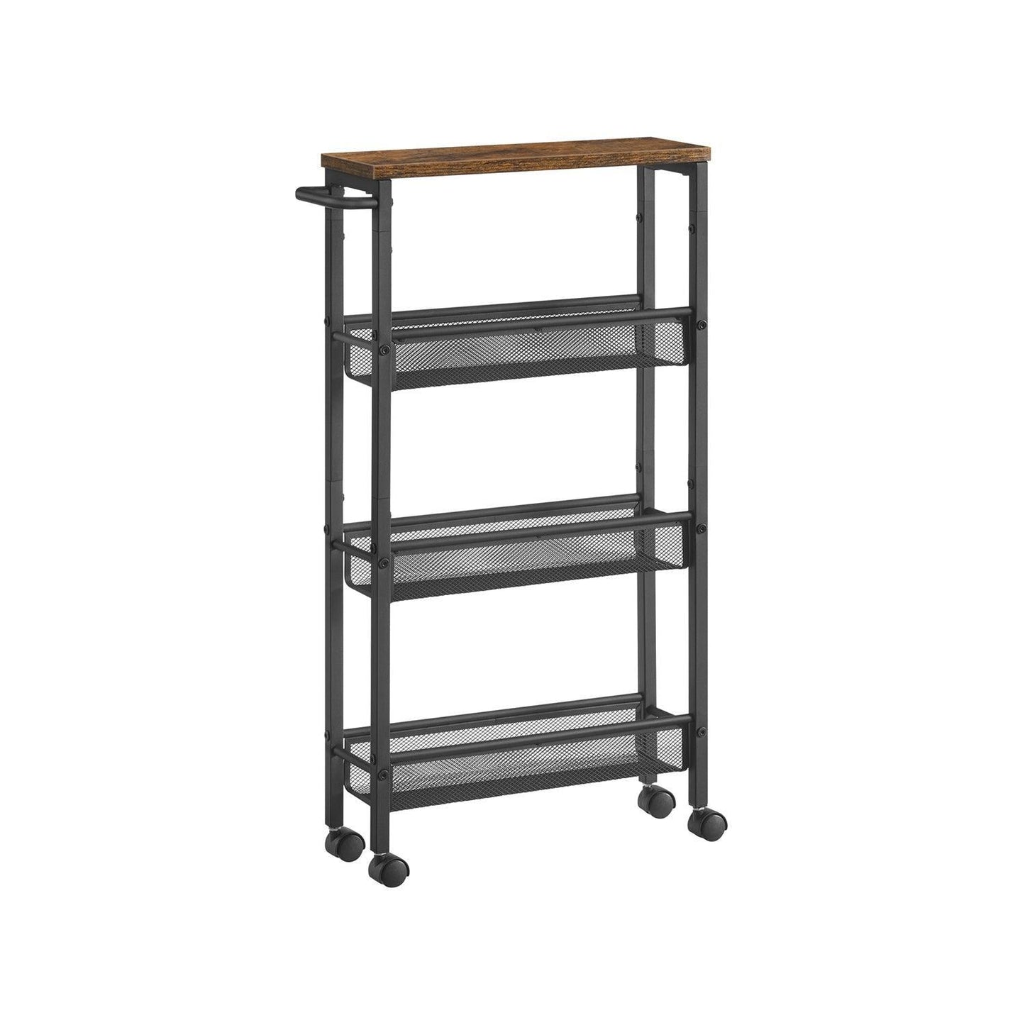 4-Tier Rolling Storage Cart Rustic Brown FredCo