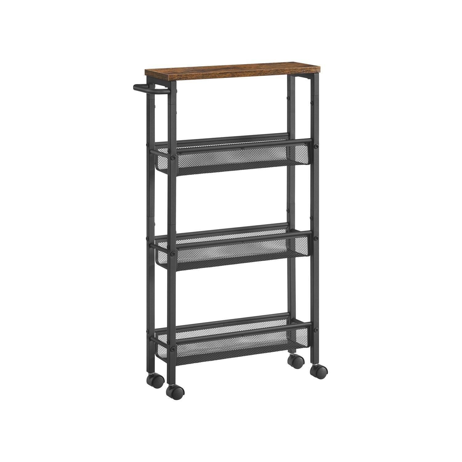 4-Tier Rolling Storage Cart Rustic Brown FredCo