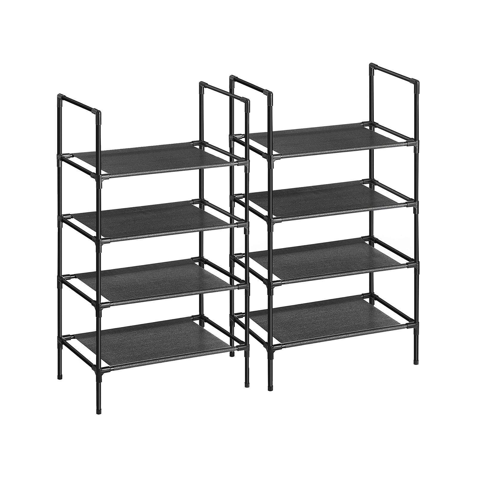4-Tier Shoe Rack Black, Set of 2 | FredCo