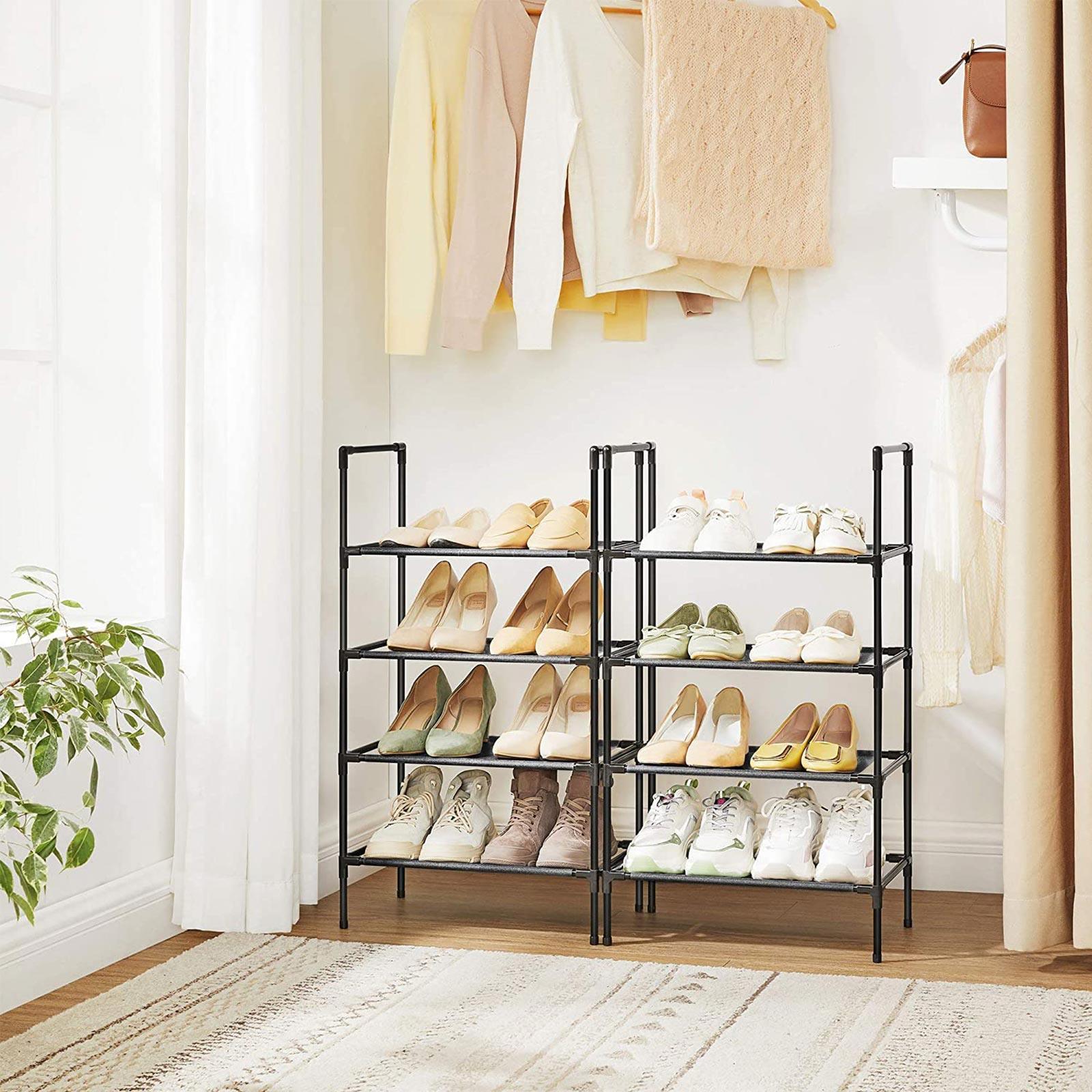 4-Tier Shoe Rack Black, Set of 2 FredCo