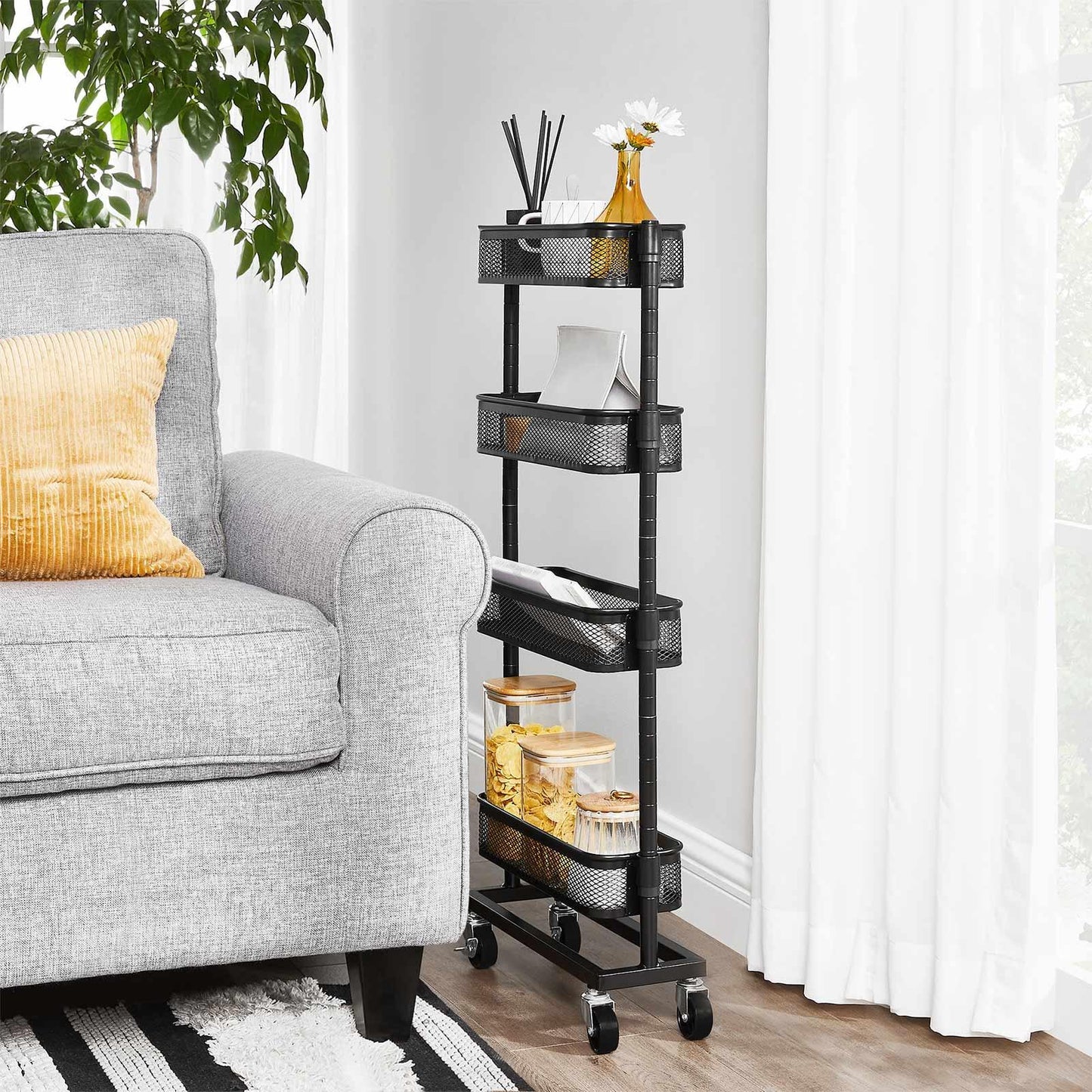 4-Tier Slide-Out Trolley for Small Spaces FredCo