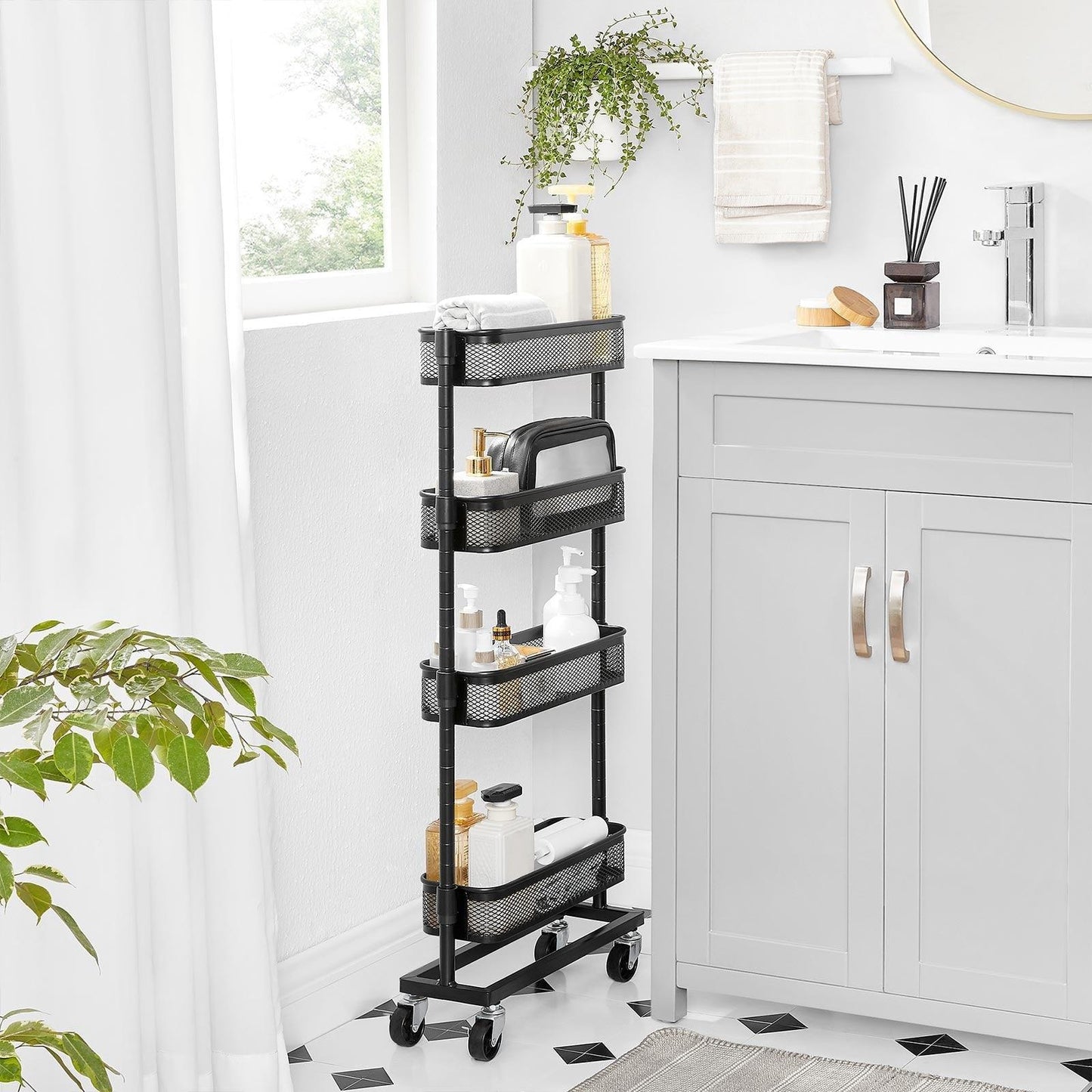 4-Tier Slide-Out Trolley for Small Spaces FredCo