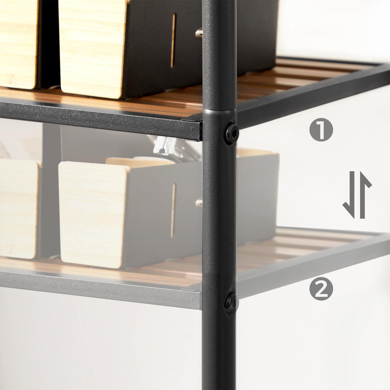 4-Tier Storage Rack Rustic Brown and Black FredCo