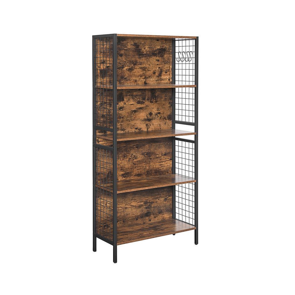 4 Tiers Office Storage Shelf, Rustic Brown FredCo