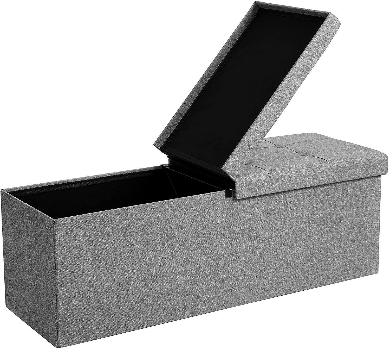 43.3 Inch Storage Ottoman with Flip-Up Lid, Light Gray FredCo