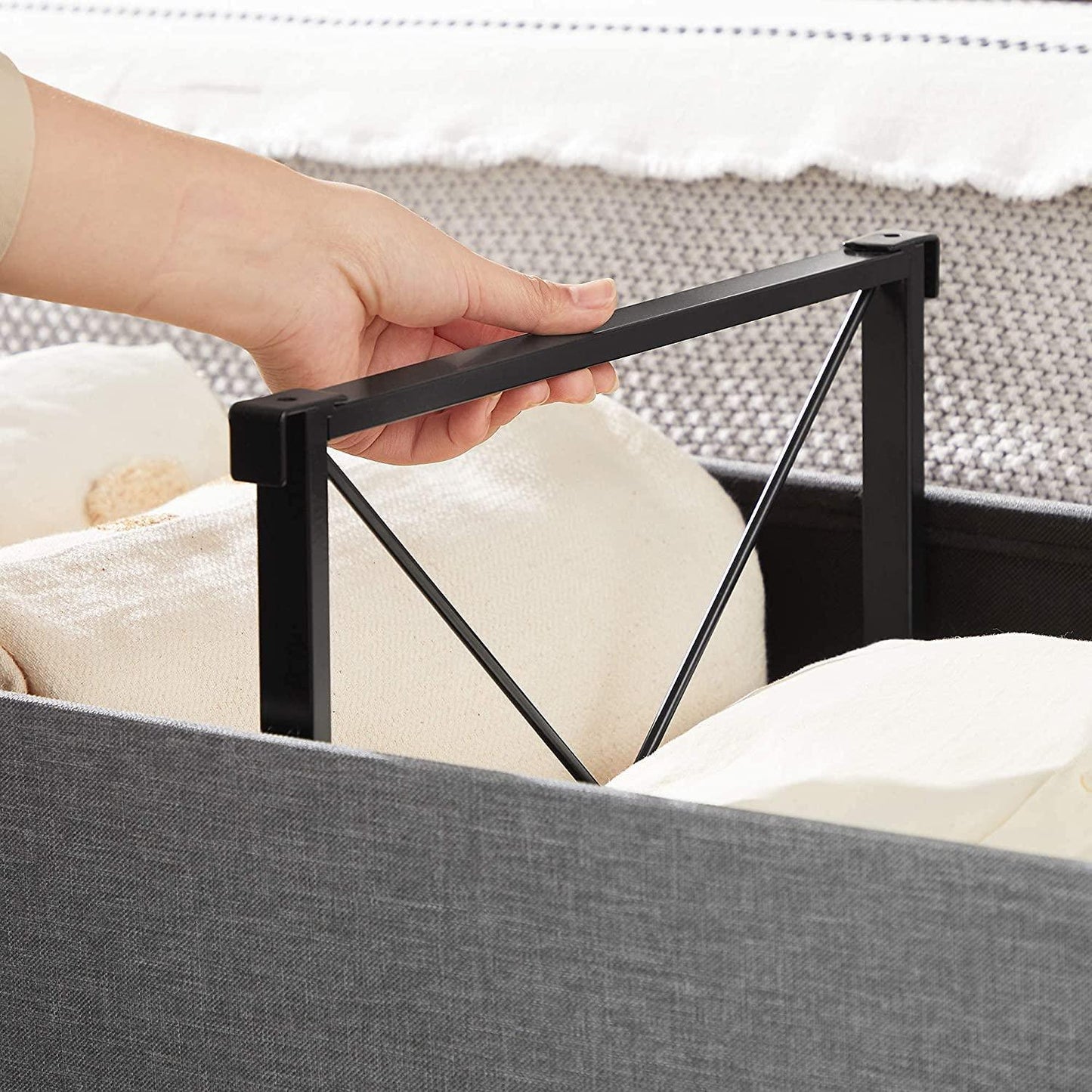 43.3 Inch Storage Ottoman with Flip-Up Lid, Light Gray FredCo