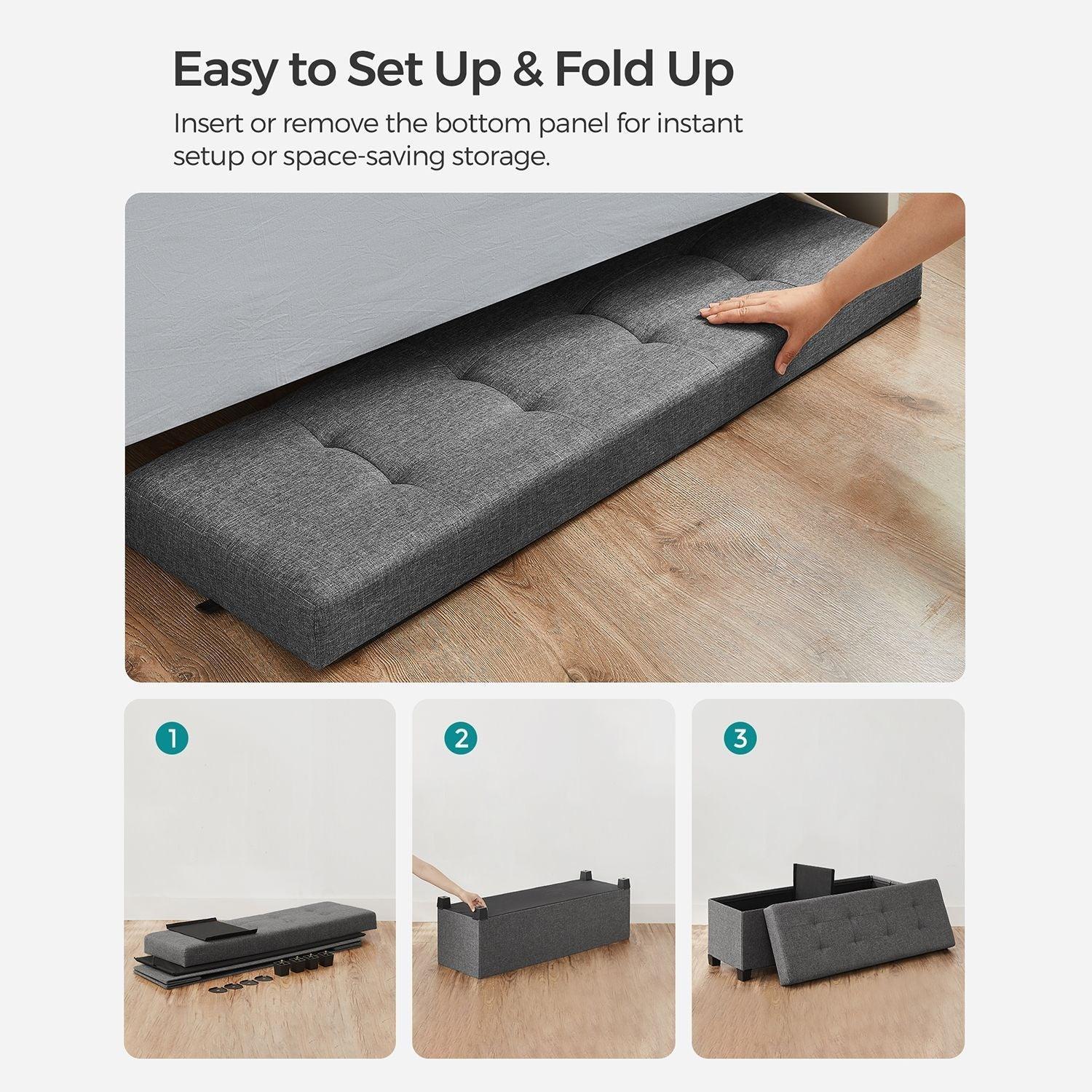 43.3 Inches Storage Ottoman Bench Gray FredCo