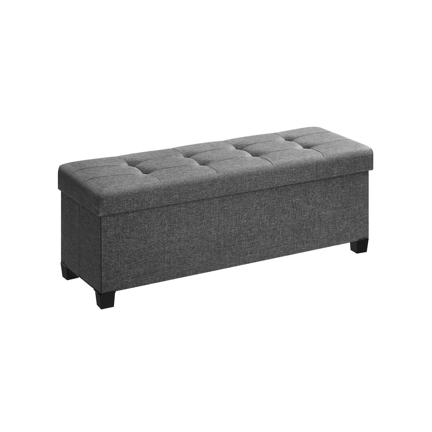 43.3 Inches Storage Ottoman Bench Gray FredCo