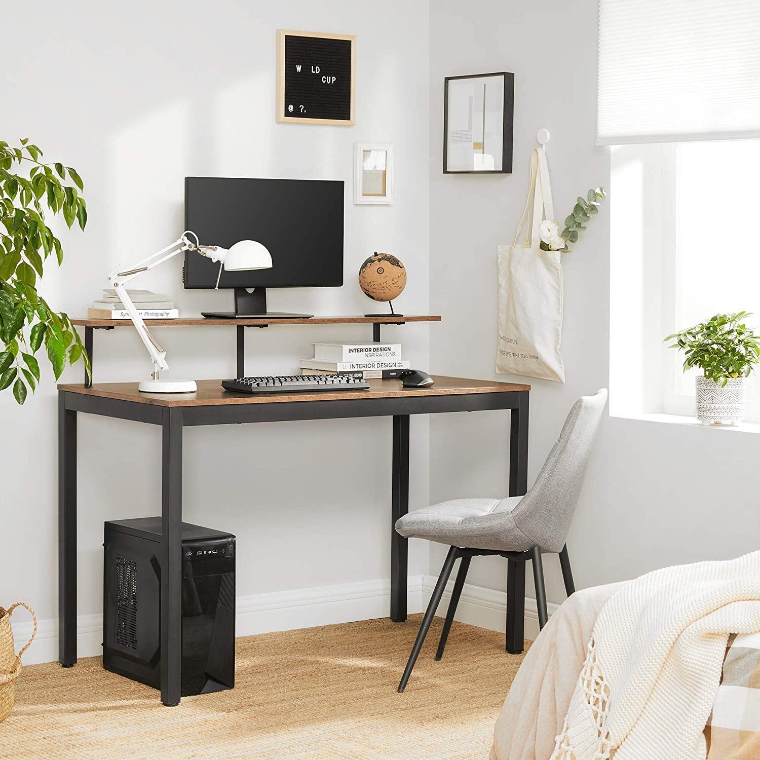 47.2” Metal Frame Computer Desk Brown FredCo