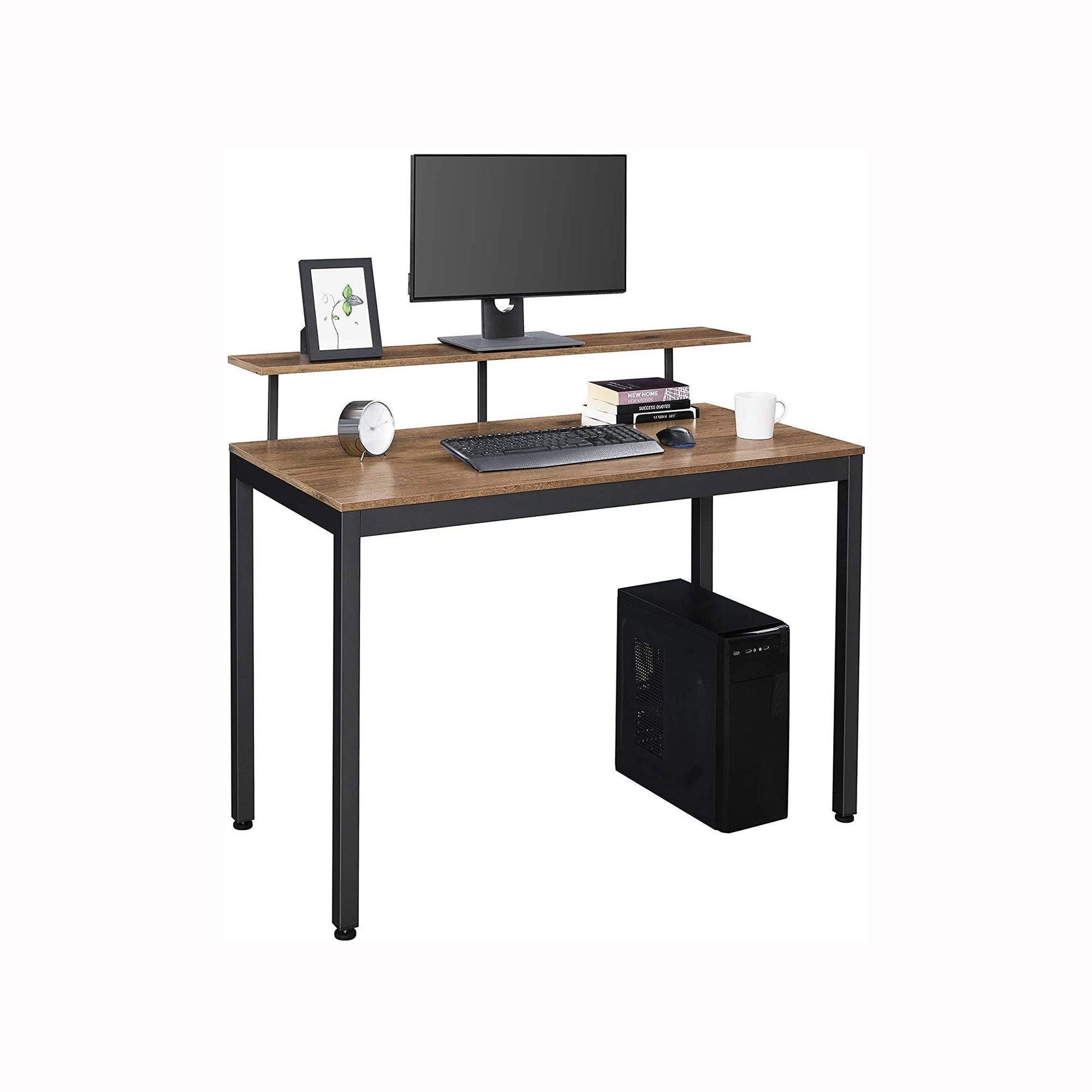 47.2” Metal Frame Computer Desk Brown FredCo