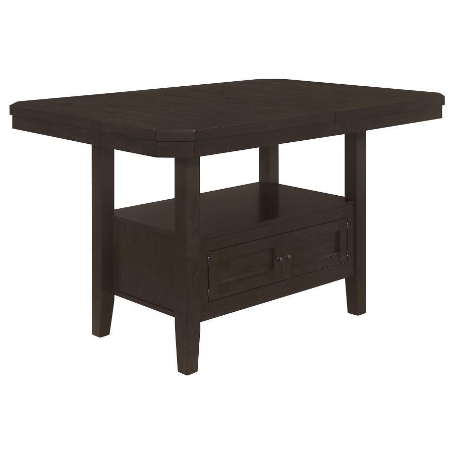 5 PC Set 193108-S5 Coaster Prentiss Extendable Rectangular Counter Height Table with Butterfly Leaf Cappuccino FredCo