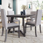 5-Piece Dining Set, Wood Rectangular Table with 4 Linen Chairs, Gray SH000133AAE FredCo