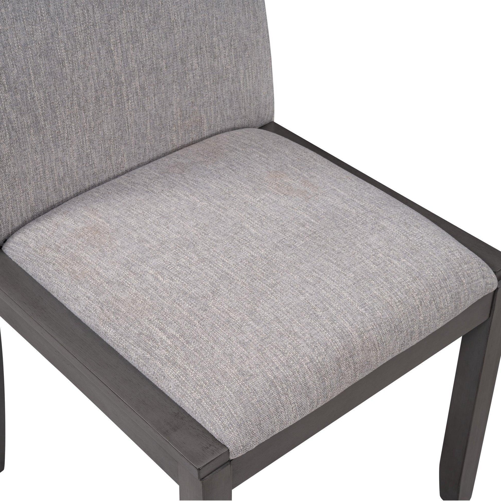 5-Piece Dining Set, Wood Rectangular Table with 4 Linen Chairs, Gray SH000133AAE FredCo