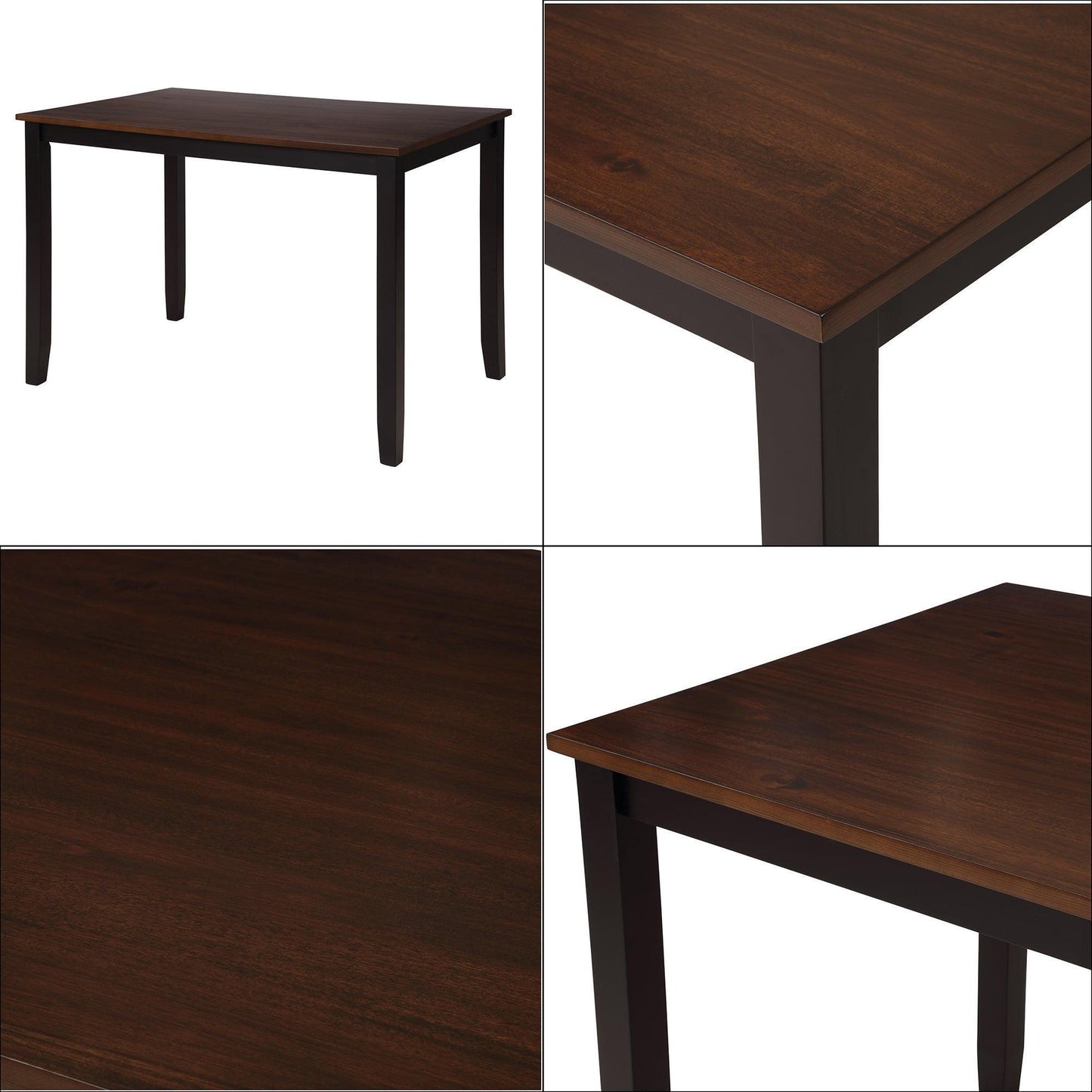 5-Piece Dining Table Set Home Kitchen Table and Chairs Wood Dining Set (Black+Cherry) SH000088AAB FredCo