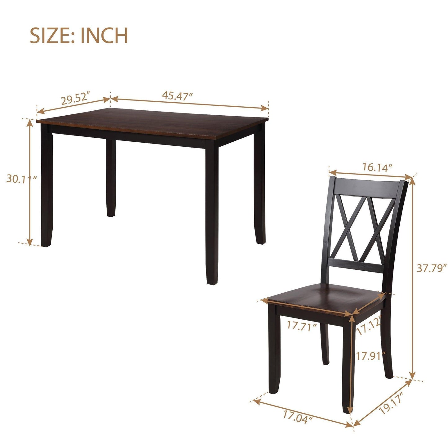 5-Piece Dining Table Set Home Kitchen Table and Chairs Wood Dining Set (Black+Cherry) SH000088AAB FredCo