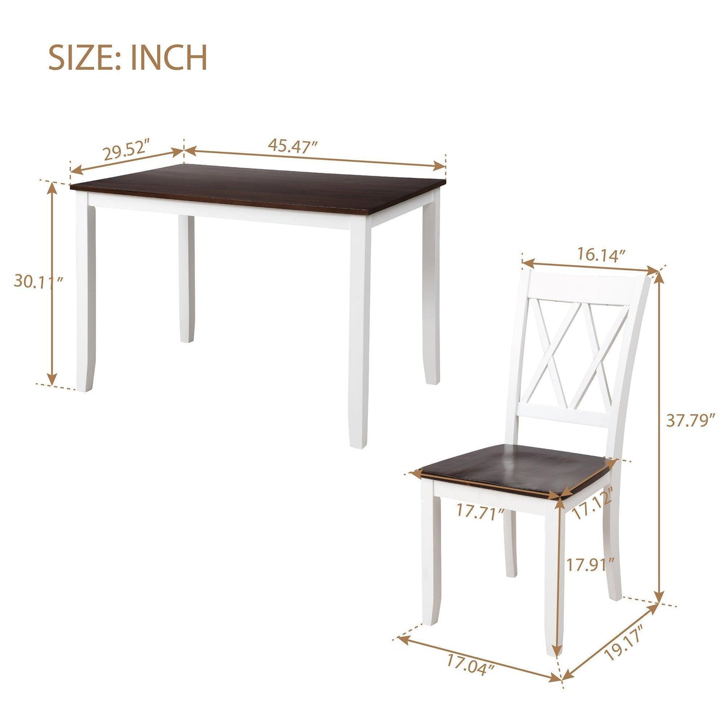 5-Piece Dining Table Set Home Kitchen Table and Chairs Wood Dining Set (White+Cherry) SH000088AAK FredCo