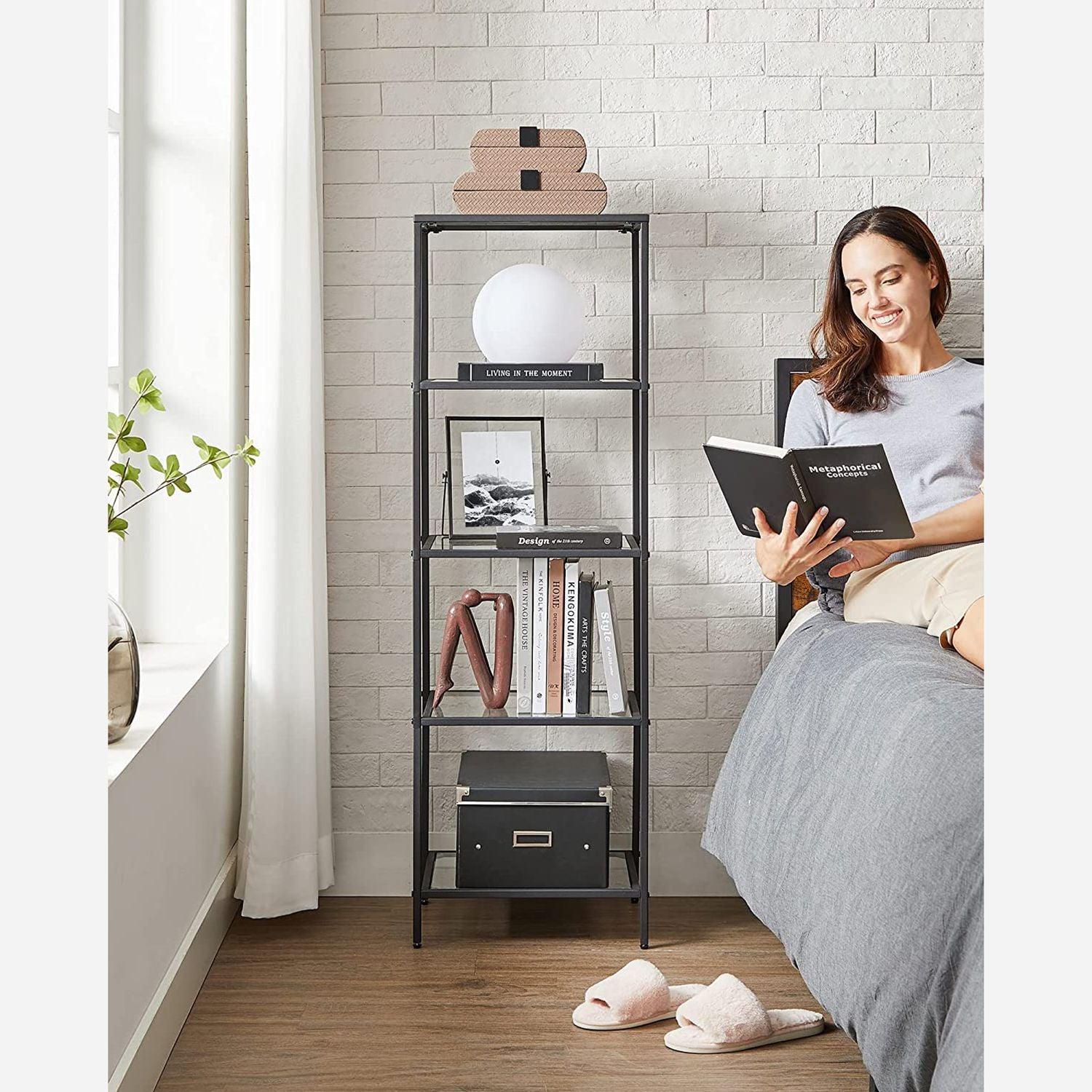 5-Tier Bookcase, Steel Frame Black FredCo