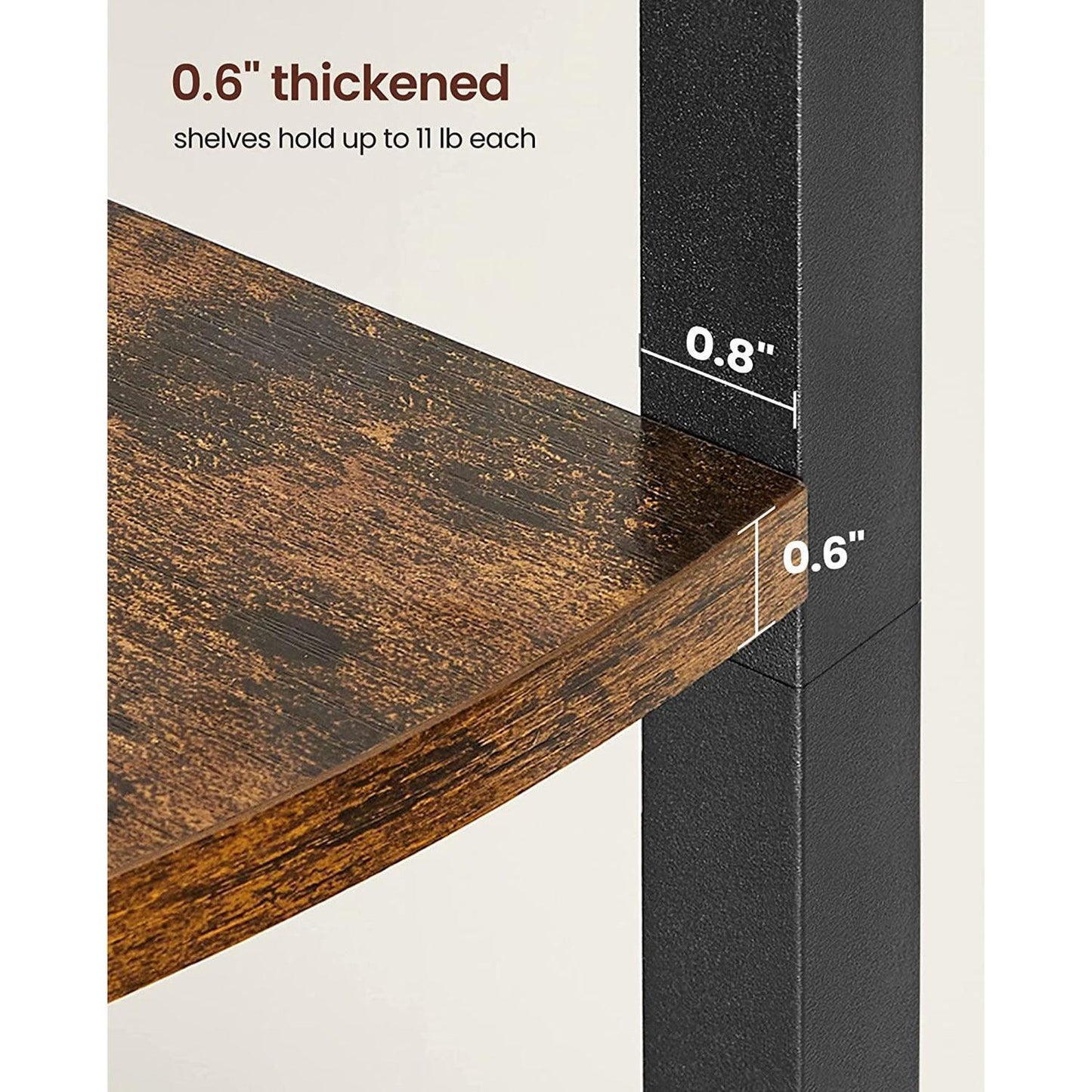 5 Tier Corner Shelf, 63 Inch Tall, Brown FredCo