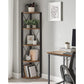 5 Tier Corner Shelf, 63 Inch Tall, Brown FredCo