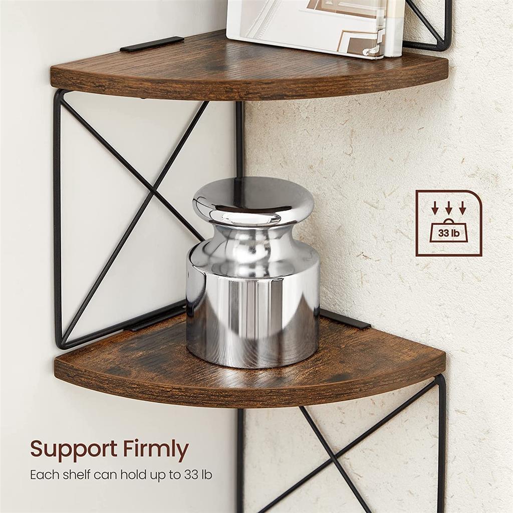 5-Tier Corner Shelf, Brown/Black FredCo