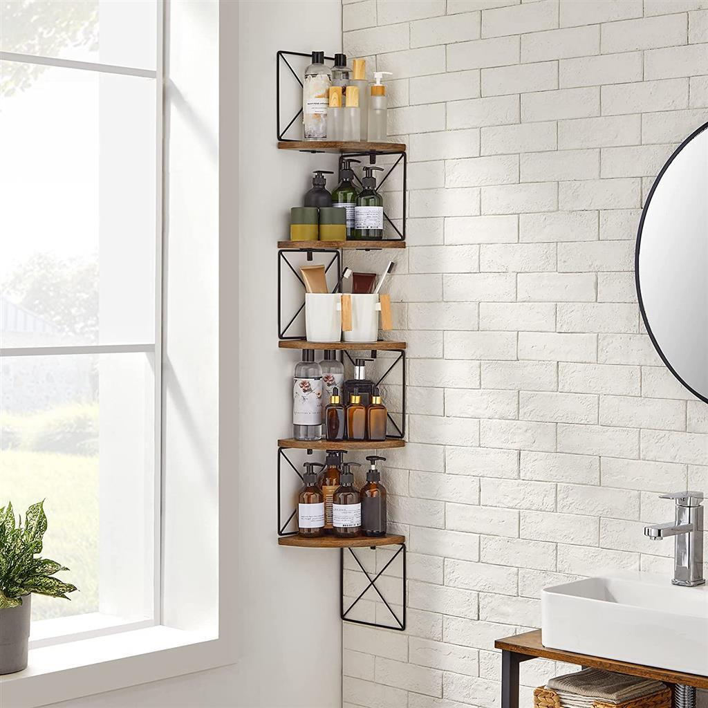 5-Tier Corner Shelf, Brown/Black FredCo