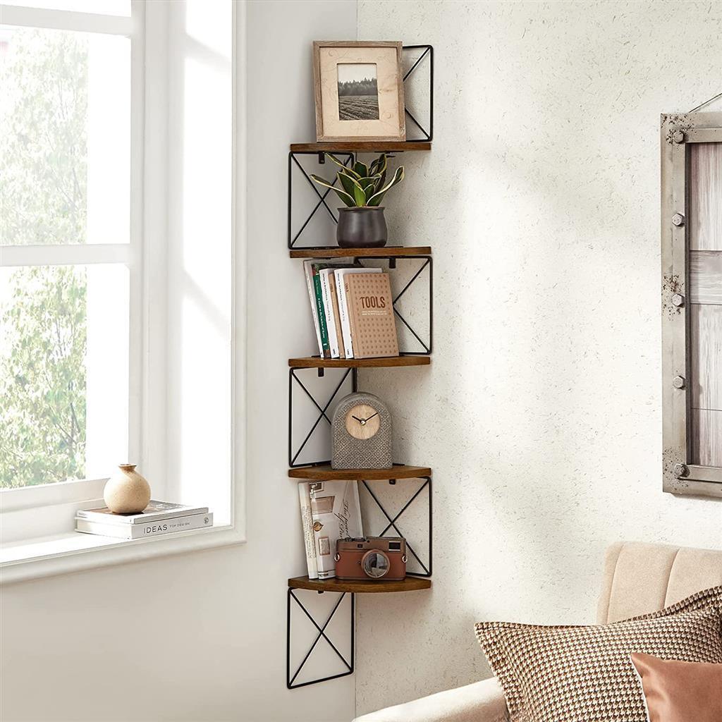 5-Tier Corner Shelf, Brown/Black FredCo