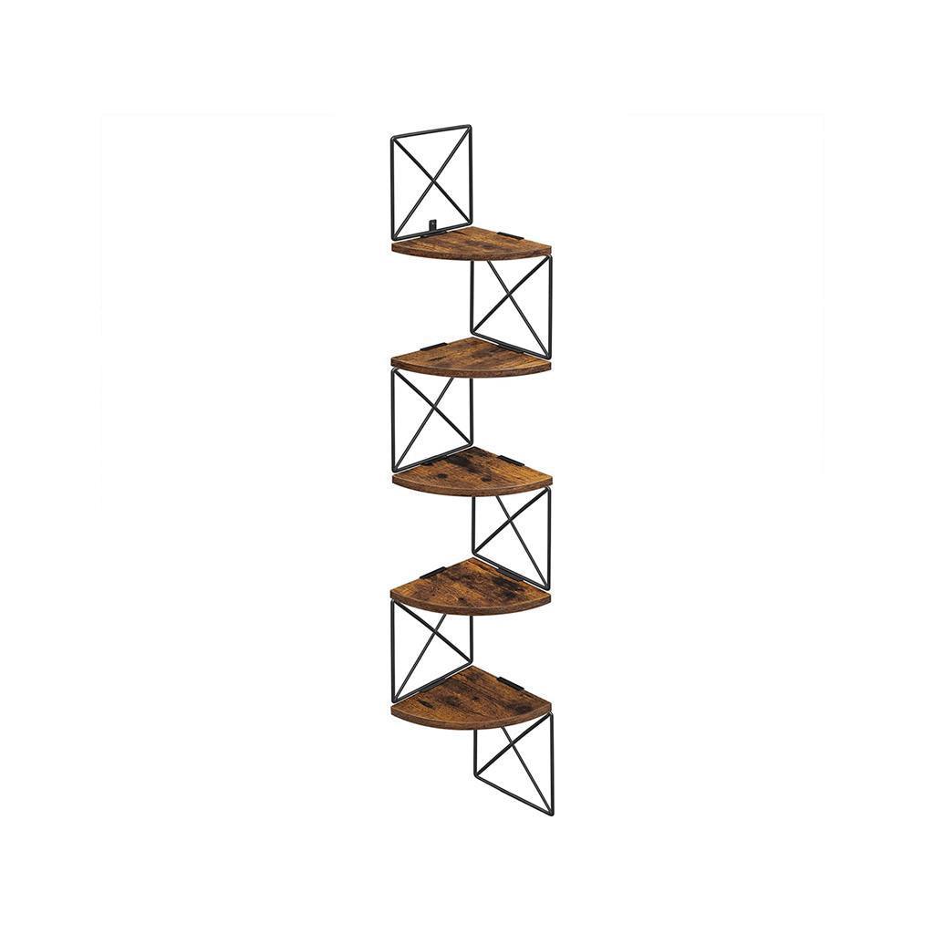 5-Tier Corner Shelf, Brown/Black FredCo