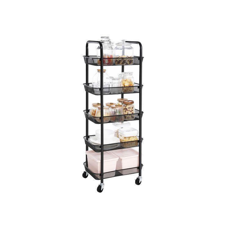 5-Tier Metal Storage Cart Black FredCo