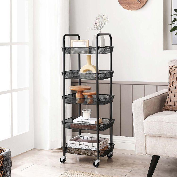 5-Tier Metal Storage Cart Black FredCo