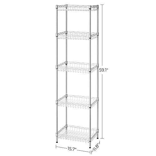 5-Tier Metal Storage Shelf White FredCo