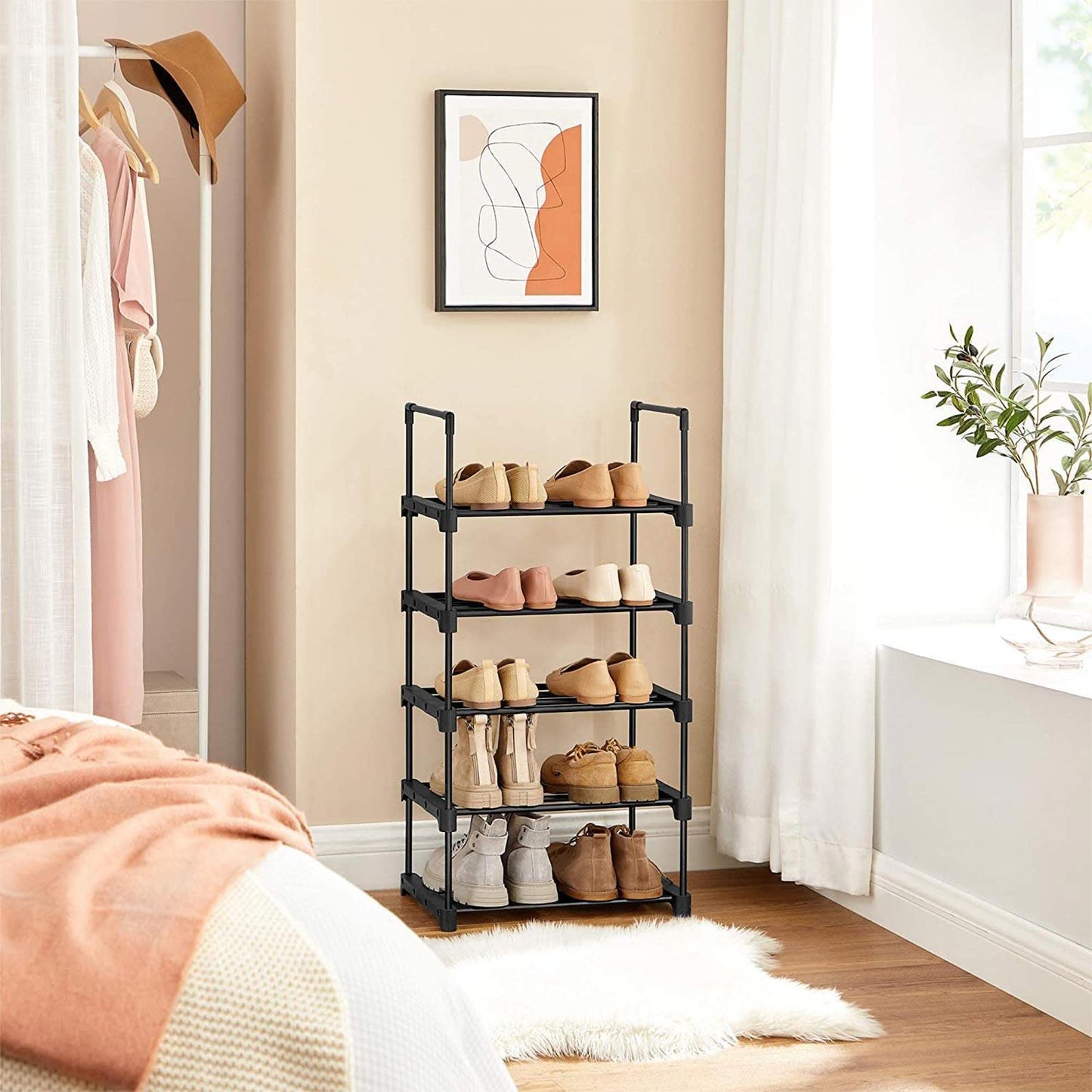 5-Tier Shoe Rack Black FredCo