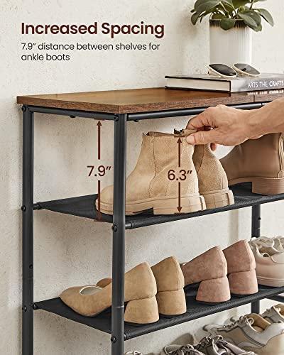 5-Tier Shoe Rack with 4 Fabric Shelves Coats FredCo