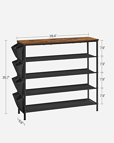 5-Tier Shoe Rack with 4 Fabric Shelves Coats FredCo
