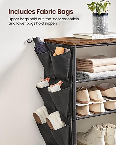 5-Tier Shoe Rack with 4 Fabric Shelves Coats FredCo