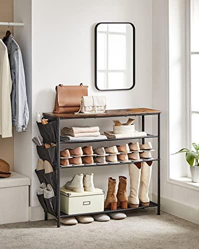 5-Tier Shoe Rack with 4 Fabric Shelves Coats FredCo