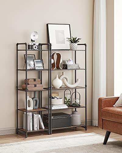 5-Tier Storage Rack, Rustic Brown and Black FredCo