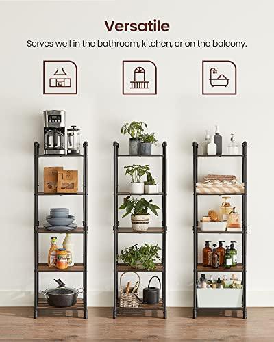 5-Tier Storage Rack, Rustic Brown and Black FredCo